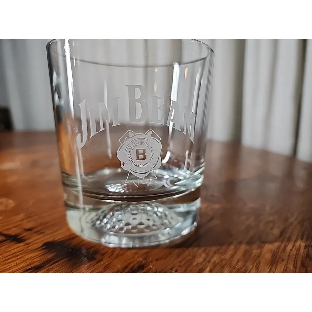 JIM BEAM GOLF BALL IMPRESSED LOW BALL HEAVY BAR GLASS
